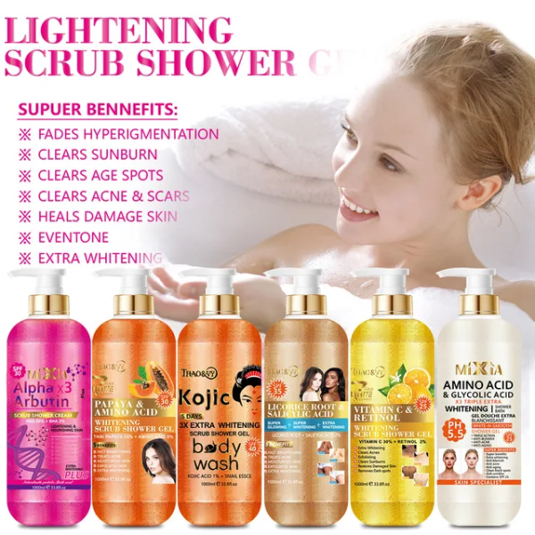 Super Whitening  glowing and body corrector scrub shower gel