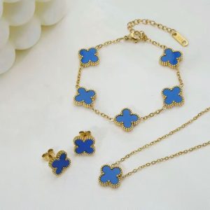 Non-tarnish bracelets with earrings and necklace