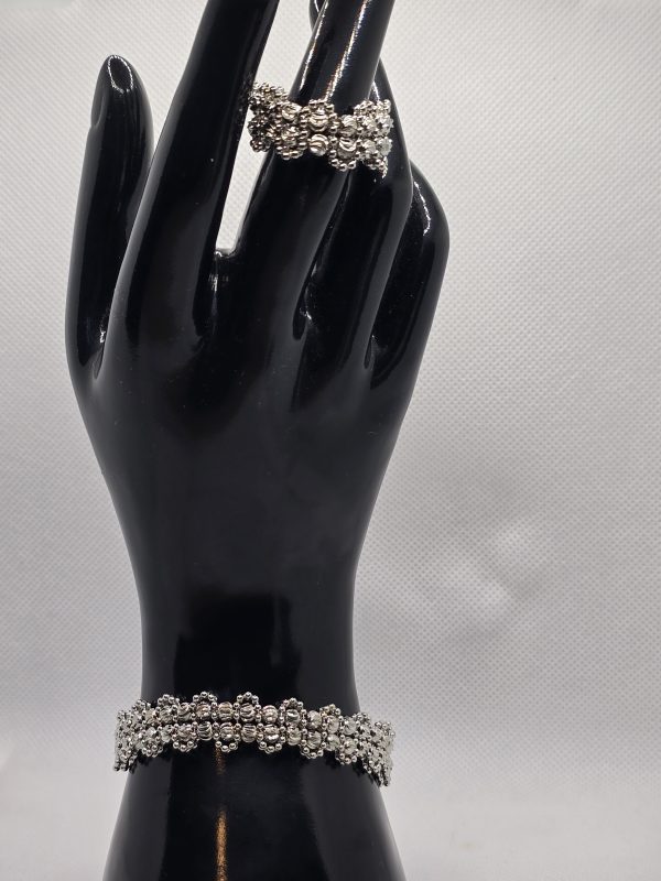 Non tarnish silver bracelet with ring