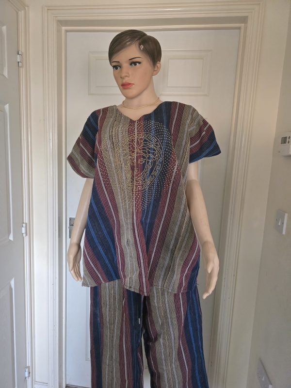 Top.and trouser made with aso oke available in size 12,14