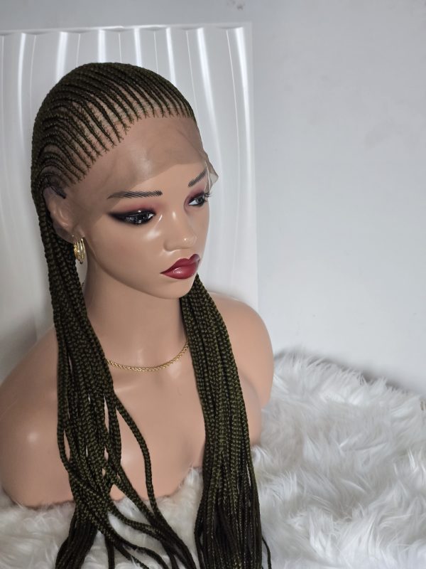 Cornrow green colour braided wig - Image 2