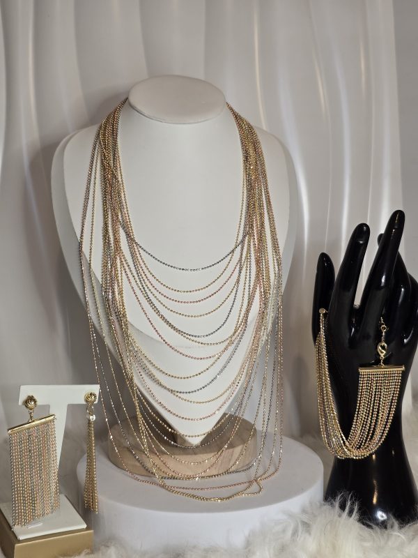 3 tone Non-tarnish jewelry set