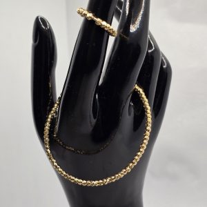 Non-tarnish gold bracelet with ring