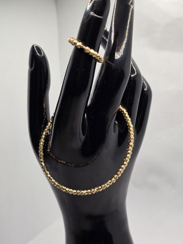 Non-tarnish gold bracelet with ring