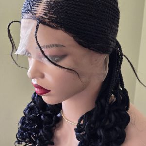 Cornrow braided wigs with curly tip