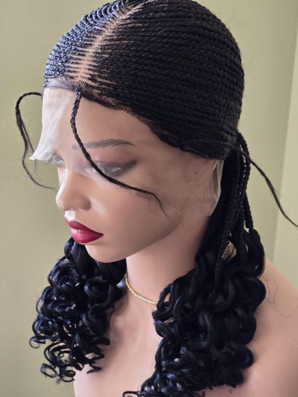 Cornrow braided wigs with curly tip