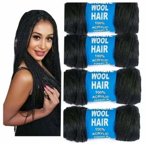 Natural black Brazilian wool hair