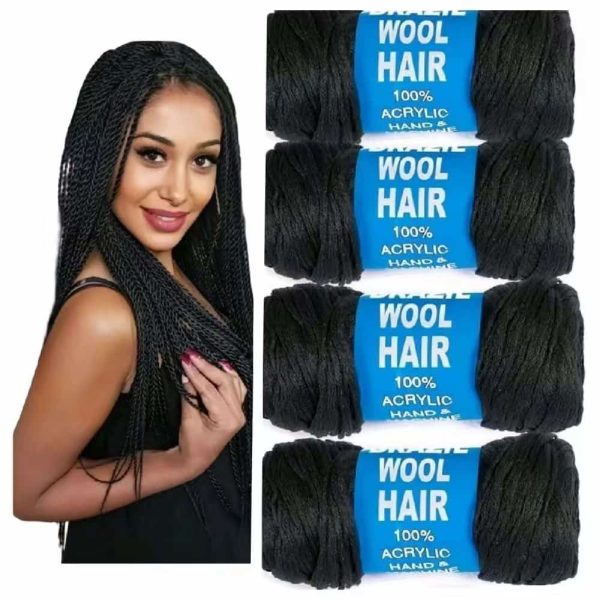 Natural black Brazilian wool hair