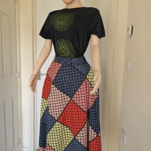 Bling T shirt with Bling ankara skirt  size 12